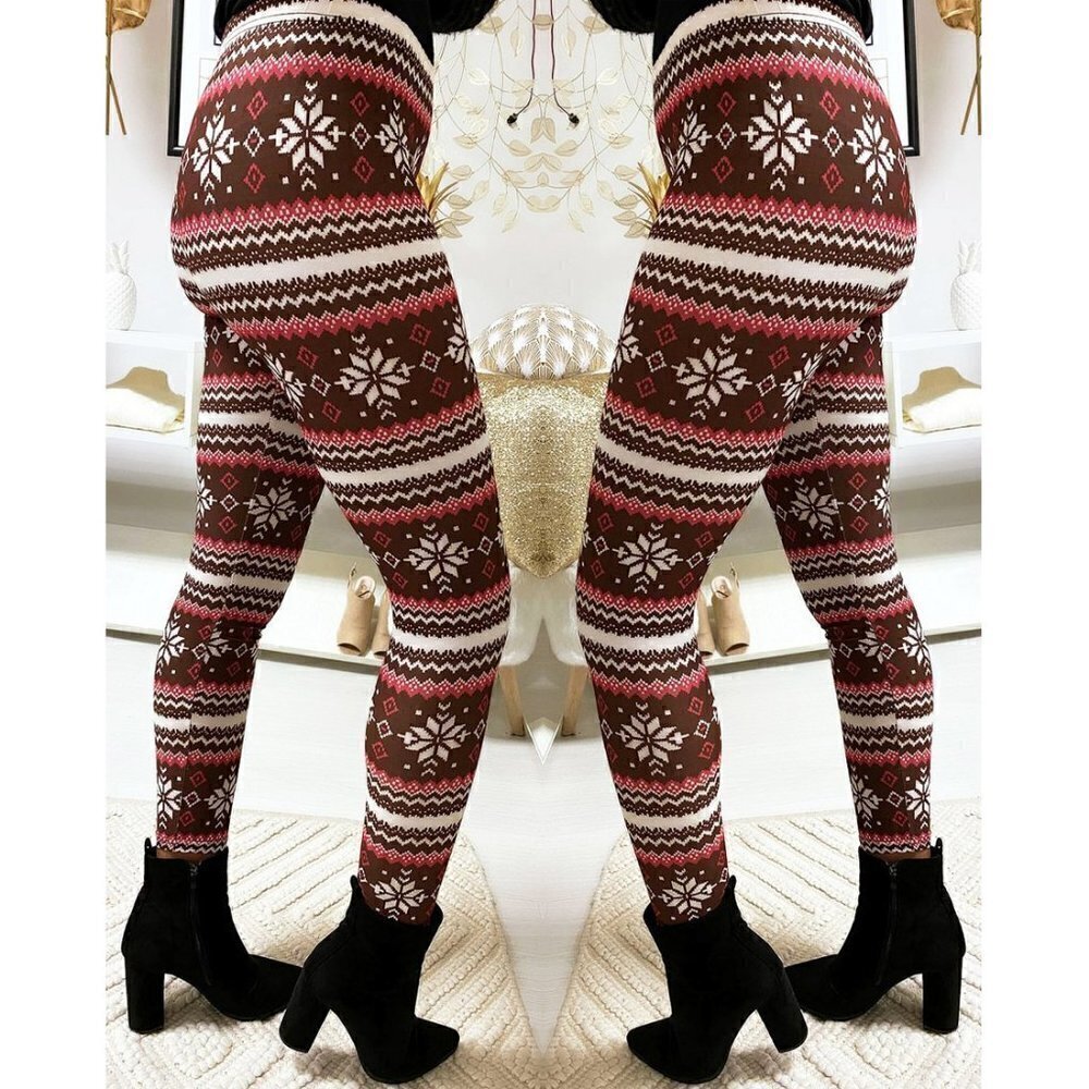 NWT Geometric Ethnic Peasant Boho Print Elastic Waist Multicolor Leggings